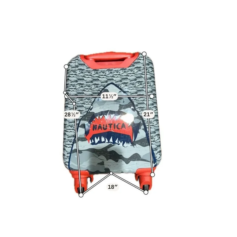 Nautica 2 piece boys shark attack hard shell luggage carry on bundle